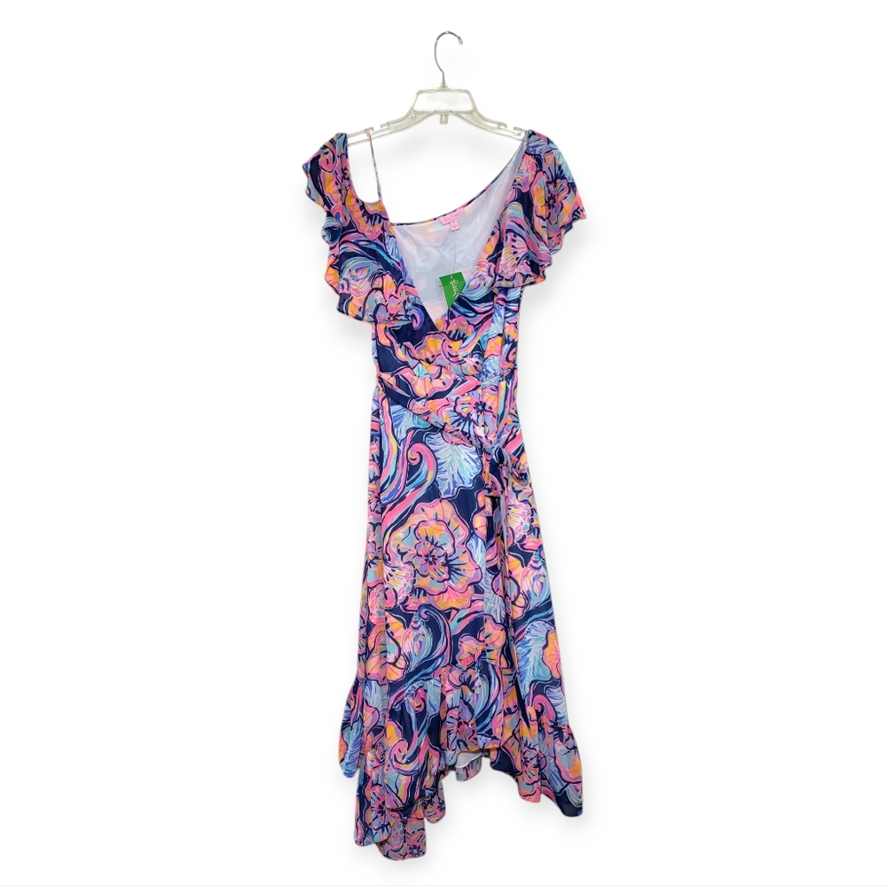 LILLY PULITZER Marianna Dress in Nauti Navy Boho Bateau Wrap Dress Medium - Picture 5 of 10